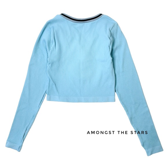 Urban Outfitters Out From Under Go For Gold Baby Blue Seamless Long Sleeve Top - Picture 8 of 8